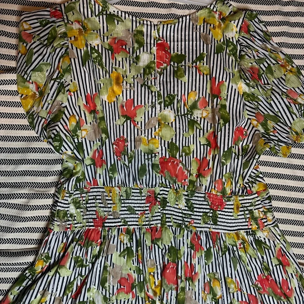 Wayward Fancies Vibrant Floral V-Neck Midi Dress - Picture 10 of 11
